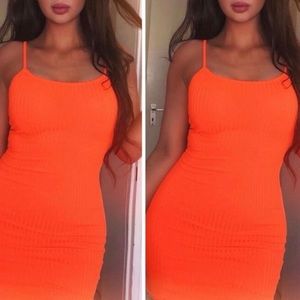 COPY - LAST - Neon Orange Mini Bodycon Dress